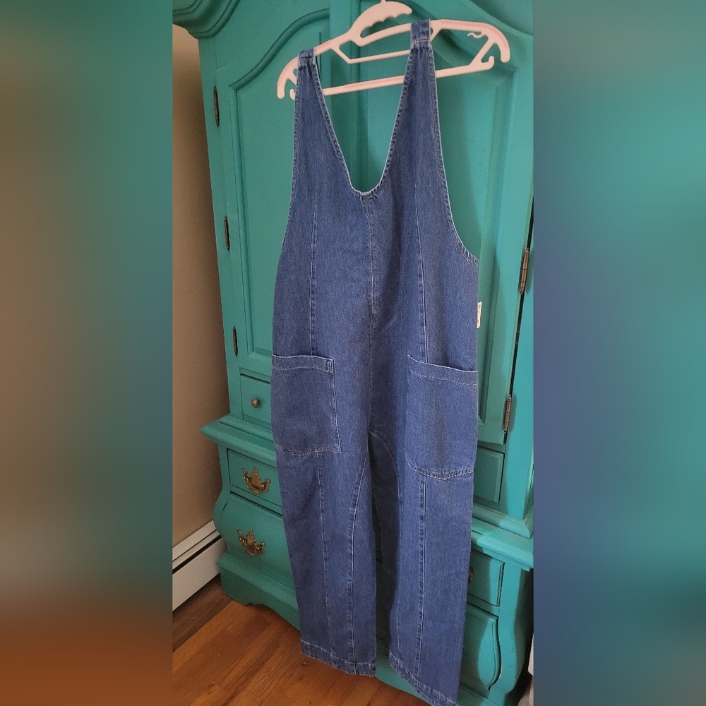 We The Free High Rollers Jumpsuit Sapphire Blue Denim Apparel